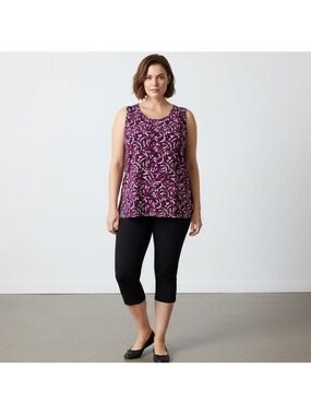 JMS EasyDressing Women’s 2X Sleeveless Geometric Print Blouse